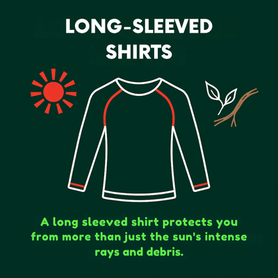 Illustration highlights why long sleeves matter in what to wear on atv tour checklist