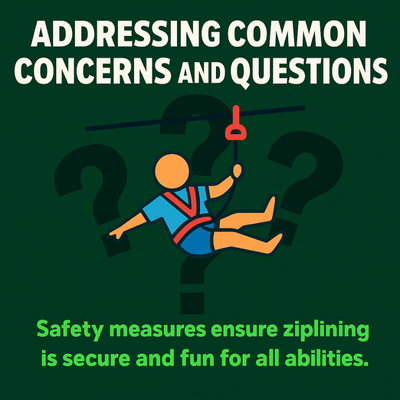 An illustrated safety guide explains how is ziplining safe with proper harnesses and protocols in place
